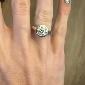 2 carat moissanite bezel set ring in solid platinum